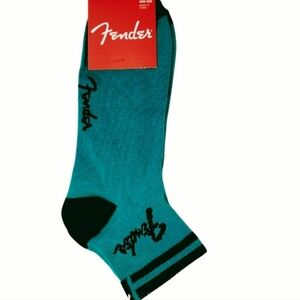 Fender Guitar Logo Ankle Socks Teal/Blue & Black